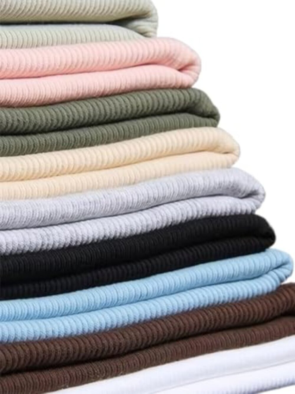 π Womens Long Sleeve Stretch Crewneck Ribbed Knit Tops Slim Fitted Underscrubs - Picture 3 of 4